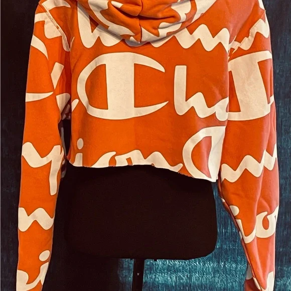Champion Coral Logo Print Cropped Hoodie - Picture 2 of 2